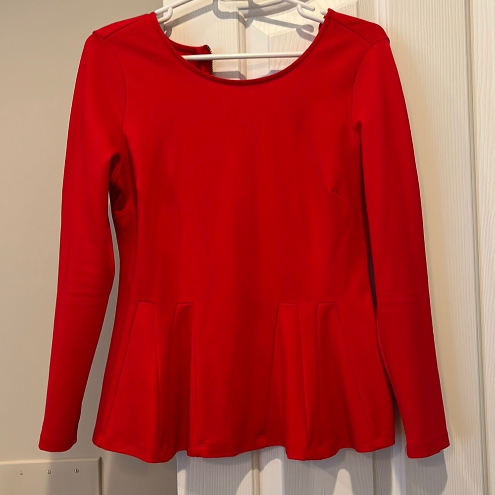 Philosophy Red Peplum Long Sleeve top